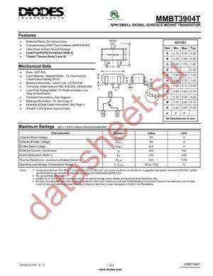 MMBT3904T-7-F datasheet  